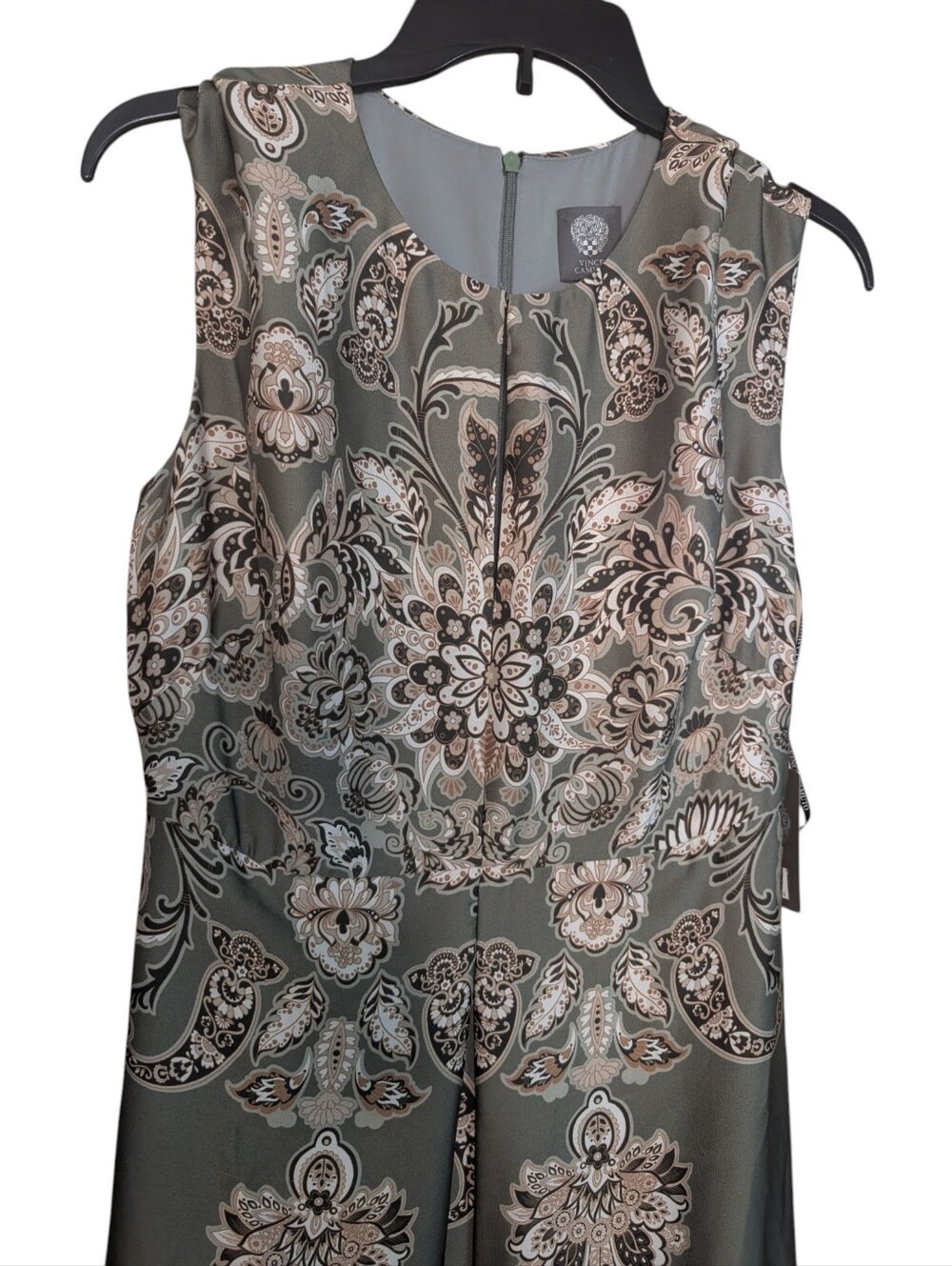 Vince Camuto Print Satin Gown In Sage .. Size 8 - Picture 6 of 10